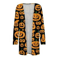 Yubatuo Halloween Cardigan за жени с дълъг ръкав Отворен фронт мек драпиране плюс размер риза с джобове