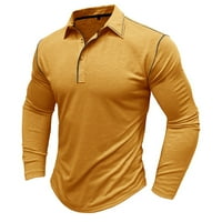 Brglopf Мъжки поло ризи с дълъг ръкав ризи с яка на якички със солидни цветни копчета за небрежни леки тениски