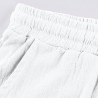 Hanas Mens Pants Мъжки небрежни и удобни ежедневни панталони памучни памучни панталони с теглене бял XL