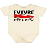 Мастически бъдещ пит екипаж червена състезателна кола подарък бебе момче или бебе момиче боди