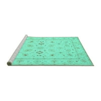 Ahgly Company Machine Pashable Indoor Rectangle Persian Turquoise Blue Traditional Area Rugs, 3 '5'