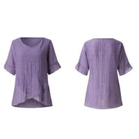 Топс за жени, жени върхове, модните жени лято неправилно твърдо горна блуза лилав XL