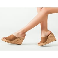 Ymiytan жени Небрежни обувки Плъзнете върху платформата Сандал Peep Toe Sandals Daily Lightweight Beach Summer Shoe Brown 8.5 8.5
