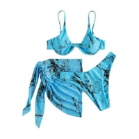 Женски моден солиден цвят секси кухи отворен гръб бикини бански костюм Сплит бански костюм небесно син xl