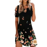 Жени Sundresses Summer Sexy Floral Printed Solid Color Slim Fit Ress Backless Camisole Party Кратки рокли
