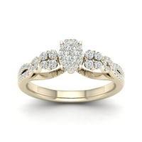 1 2кт ТДВ диамант 10к жълто злато клъстер годежен пръстен