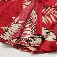 Бейясо Мода Мъжки Случайни Бутон Печат Хавай Принт Плаж С Къс Ръкав Топ Блуза С
