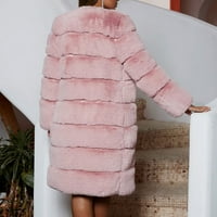 Tawop плюс размери върхове за жени жени плюс размер късо фау палто топло пухкаво яке от Fauxlong с дълъг ръкав Външно облекло розово 6