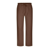 Caveitl ежедневни панталони за мъже, мъже солидни ежедневни еластични талии за талия памук панел панталони панталони кафяви
