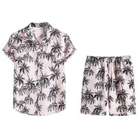 Мъжки хавайски ризи Небрежен бутон надолу с къси ръкави отпечатани къси панталони Лятна плажна тропическа цветна риза костюми