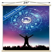 Духовен - Стенски плакат за зодиаци с дървена магнитна рамка, 22.375 34
