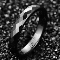 Волфрамов карбиден пръстен за мъже жени черно полирана фасетирана сватбена лента комфорт годни размери 11,5