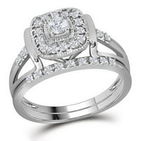 10kt бяло злато дамски кръг диамантен булчински сватбен годежен пръстен лента комплект cttw