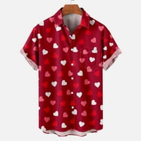 Дакийски мъжки тениски Просвещение Мъже непринудени бутони Свети Валентин отпечатък с джобни въртящи се ризи с къс ръкав блуза Мъжки ризи Просвет горещ розов 8
