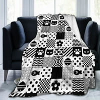 Котешко котето карикатура Проверен руно хвърляне на одеяло ултра мек уютен декоративен фланелен одеяло за домашно легло диван стол пътуване 60x50in