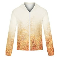 Voncos Мъжки клирънс на качулката- тънък моден моден моден ежедневен цип с дълъг ръкав отпечатан лек топъл пуловер палто яке за мъже златен размер 2xl