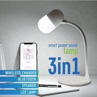 В Bluetooth светлина с безжична подложка за зареждане, Bluetooth високоговорител, бяла LED светлина с Douch Control Dimmer - преносим дизайн на светлината. USB светлина за захранване
