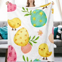 Dicasser Персонализирано одеяло за пролетно хвърляне с пролетни зайчета и цветя одеяла за дивана - хол - диван