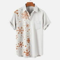Ayolanni Hawaiin Rish Button Men Небрежни бутони Коледна печат с джобна турнирна риза с къс ръкав блуза