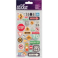 Sticko Dimensional Stickers-Road Signs, Multipack of 3