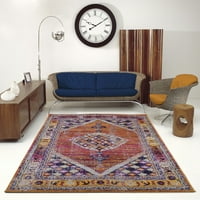 Ладол килими сапфир традиционен стил, произведени в Европа траен турски район килим килим в оранжево бордо, (5'3 7'6