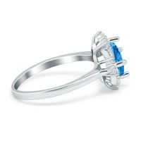 Реколта принцеса нарязани сватбен пръстен симулирани син топаз Цз стерлинги сребро Размер 5