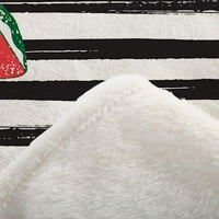 Диня хвърляне на одеяло вода пъпеш безпроблемен модел с черно -бяло раирана декоративна мека топла уютна фланела плюшена хвърляне на одеяла за диван за спално бельо
