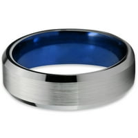 Манукски волфрамов пръстен за венчална халка За Мъже Жени Син Сив скосен ръб четка доживотна гаранция размер 8.5