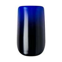 Салон дизайн Хелоуин фалшиви нокти, черно и синьо, средна дължина, квадратна форма, 'Бу-Ду', КТ