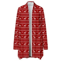 Пуловер плюс размер женския коледна жилетка зимен подарък за печат в средата на свободното яке Женски качулка Zip Up Cardigan