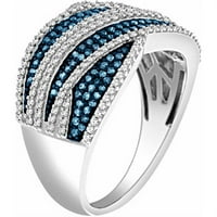 Карат Т. в. синьо и бяло диамант 10кт Бяло злато мода пръстен