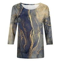 Хессуно дамски мода Великден отпечатани хлабав тениска средата Дължина ръкави блуза кръг врата ежедневни върхове