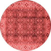 Ahgly Company Indoor Round Oriental Red Traditional Area Rugs, 3 'Round