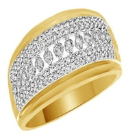 Белият естествен диамантен лентен пръстен в 10k жълто злато