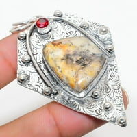 Dendrite Opal, Garnet Gemstone Sterling Silver Bewelry висулка 2.84