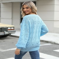 Пуловери за жени издълбават v Врат пуловер пуловер Сърце небрежно плетено пуловерно
