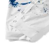 Suanret Christmas Family Pajamas Съвпадащи комплекти Снежинка Дърво печат с дълъг ръкав върхове панталони Заспиване на домашно облекло PJS Сини 6- месеца