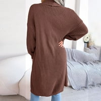 Стилно яке за жени Qwang дамски жилетки зима есен небрежен отворен фронт плетен дълъг жилетка пуловери палта