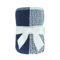 O Bay Blue White Tartan Plaid Ръчно тъкано одеяло за хвърляне на памук, 50 60