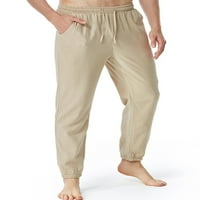 Луклум мъже плажни панталони солидни цветни спални панталони панталони за ежедневни дъна за джогинг каки xl