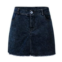 Поли за жени жени модни летни къси дънки деним женски джобове Измиване на деним мини поли черни + xxl