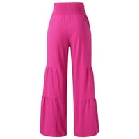 Дамски ултра меки панталони за бягане разтягане йога анцуг Висока талия лек Салон шнур панталони с джобове, горещо розово ххл