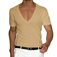 Мъжки Ризи Мъжки Летни Къси Ръкави В Врата Плътен Пуловер Ежедневни Тениска Блуза Върхове