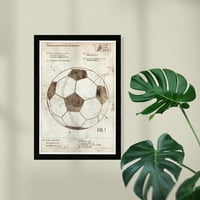 Уинууд студио спортове и отбори рамкирани стенописи футболна топка пергамент футболен дом Дéкор-Кафяв, Бял, 13 19