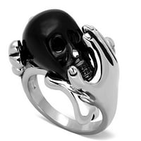 ТК-двуцветен ИП черен пръстен от неръждаема стомана с епоксидна смола в джет