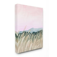 Ступел Начало Дé Кор пшеница поле Зора зелен розов акварел живопис платно стена изкуство от Грейс Поп
