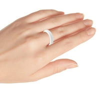Персонализиран персонализиран гравиращ сватбена лента на пръстен за него и нейния бял керамичен купол с висок полиран
