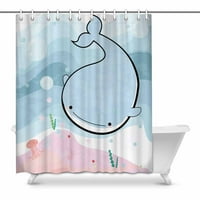 Смешни комични морски кит и желе риба в океана декор водоустойчив полиестер баня душ завеса Баня