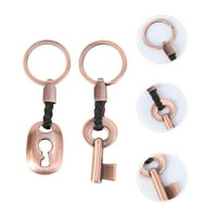 Креативна модна кожена двойка ключодържател на ключовия риф на ключове за ключ за ключ за ключ за заключване
