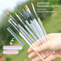 Меки четинки прозрачна пръчка писалка за нокти мулти зърна удобна захващане за нокти изкуство за дърворезба за боядисване на четка за писалка за нокти
